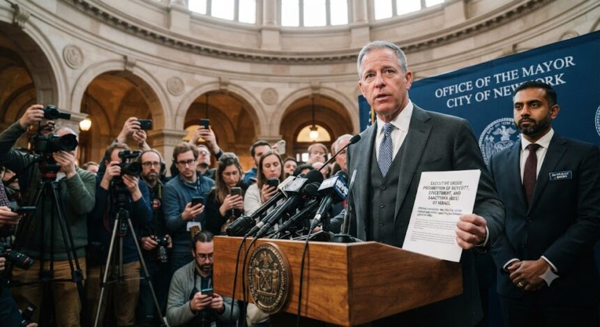 Outgoing nyc mayor bans anti-israel boycotts ahead of muslim successor