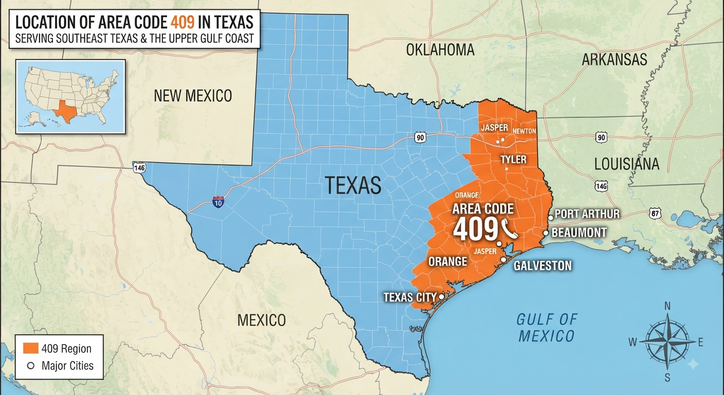Where is area code 409 located