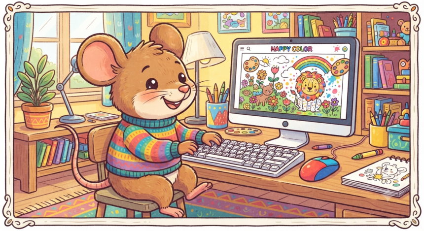 Happy color coloring book mit maus und tastatur spielen