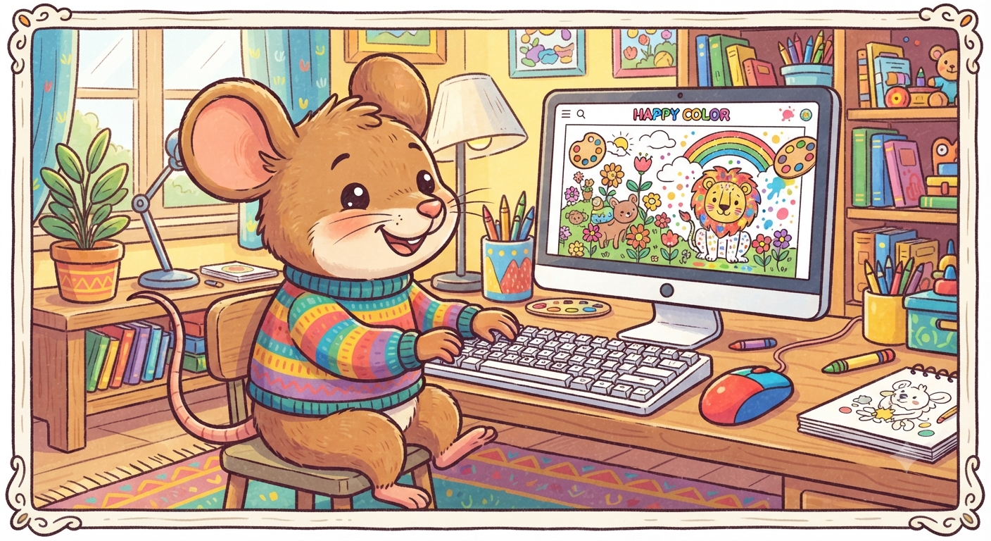 Happy color coloring book mit maus und tastatur spielen